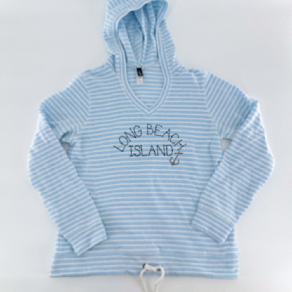 GEAR FOR SPORTS Long Beach Island Striped Hoodie Women's Large Coastal Anchor
